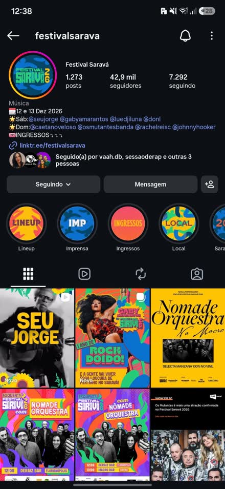 Instagram do Festival Saravá