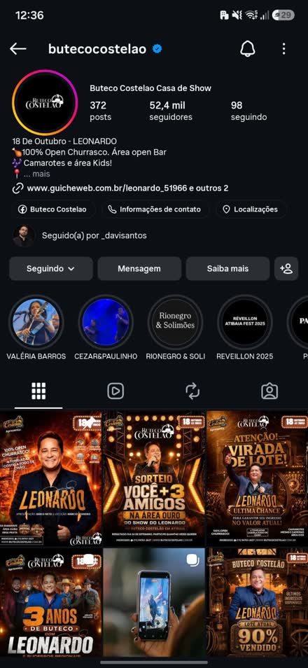 Instagram do Buteco Costelão