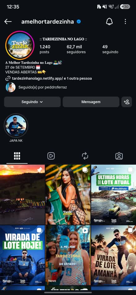Instagram da Tardezinha no Lago