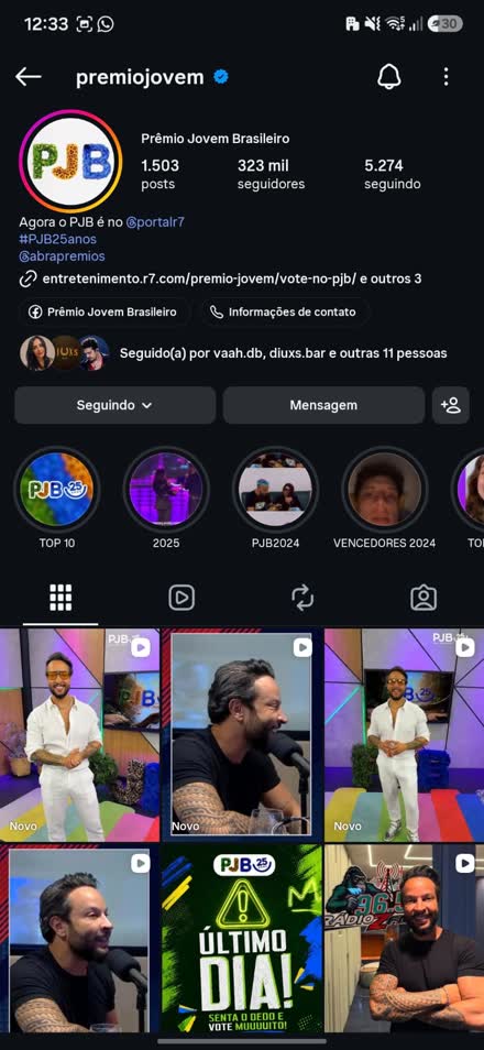 Instagram do Prêmio Jovem Brasileiro