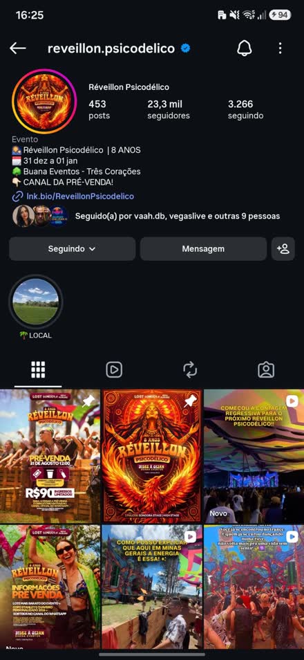 Instagram do Réveillon Psicodélico